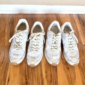 Lot of 2 set universal thread pre loved sneaker tennis shoes size 9 white beige